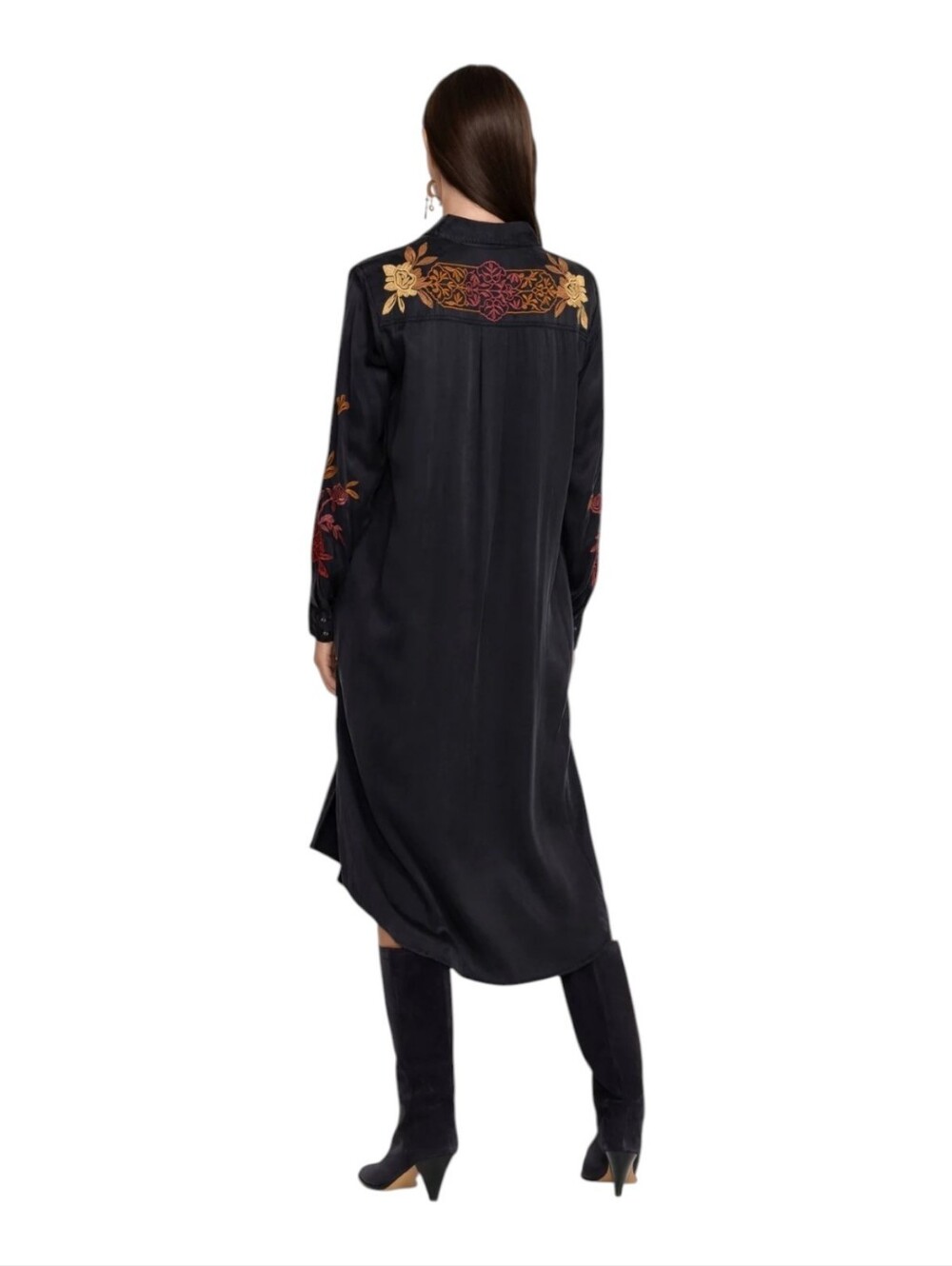 Johnny Was Kiana Relaxed Overshirt Dress Embroidery Button Up Size Small - Picture 4 of 11